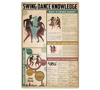 Swing Dance Knowledge Modern Dance Knowledge Targhe in metallo Storia della danza moderna Caratteristiche Poster infografici Studio di danza Decorazione da parete Stanza Casa Scienza Targa in l