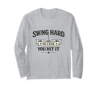 Swing Hard in Case You Hit It More Holes Golf Meme Maglia a Manica