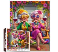 Swing Old Woman Puzzle da 1000 pezzi per amici adulti bicchieri da vino fiori in fiore puzzle impossibile difficile difficile impegnativo per adulti regali per amici e familiari 40 x 70 cm