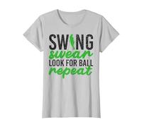 Swing Swear Look per Ball Repeat Golf Sport Maglietta, Donna, Argento, L
