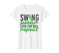 Swing Swear Look per Ball Repeat Golf Sport Maglietta, Donna, Bianco, XL