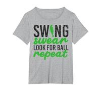 Swing Swear Look per Ball Repeat Golf Sport Maglietta, Donna Plus-Size, Grigio Melange, 3X