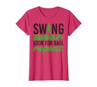 Swing Swear Look per Ball Repeat Golf Sport Maglietta, Donna, Rosso mélange, XS