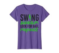 Swing Swear Look per Ball Repeat Golf Sport Maglietta, Donna, Viola mélange, XS