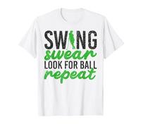 Swing Swear Look per Ball Repeat Golf Sport Maglietta, Uomo, Bianco, XL