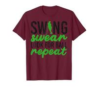 Swing Swear Look per Ball Repeat Golf Sport Maglietta, Uomo, Bordeaux, S