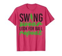 Swing Swear Look per Ball Repeat Golf Sport Maglietta, Uomo, Rosso mélange, S
