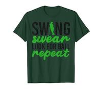 Swing Swear Look per Ball Repeat Golf Sport Maglietta, Uomo, Verde Foresta, S