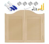 Swinging Door,Cafe Doors Louvered,Two-Way Double Half Door with Hinges,Wood Counter Swinging Doors,Stripe Wave Top,W 36/39/40/42/44/46",for Bar Doorway Partition Kitchen(Legna,W95xH100cm)
