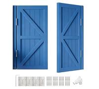 Swinging Doors Cafe Doors, Two-Way Double Solid Wood Swing Door with Hinges, 28" 30" 32" 34" Auto Close Half Door for Kitchen, Bar, Hallway(Blue,54" x39")