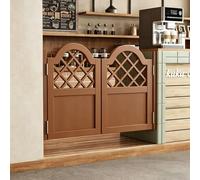 Swinging Doors Half Door, Wood Saloon Doors with Hinges, Double Swing Cafe Door Auto Close, Diverse Styles for Doorway Kitchen Shop Entrance Partition Pub Walnut2 100×90cm