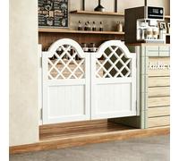 Swinging Doors Half Door, Wood Saloon Doors with Hinges, Double Swing Cafe Door Auto Close, Diverse Styles for Doorway Kitchen Shop Entrance Partition Pub White2 90×90cm