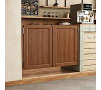 Swinging Doors Half Door, Wood Saloon Doors with Hinges, Double Swing Cafe Door Auto Close, Diverse Styles for Doorway Kitchen Shop Entrance Partition Pub Walnut4 100×90cm