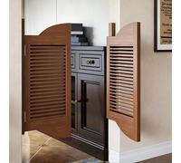 Swinging Doors Half Door, Wood Saloon Doors with Hinges, Double Swing Cafe Door Auto Close, for Doorway Kitchen Shop Entrance Partition Pub Walnut 100×90cm