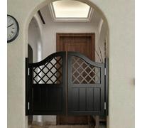 Swinging Doors, Wood Saloon Doors with Hinges, Double Swing Cafe Door Auto Close, for Doorway, Bar, Garden, Balcony, Courtyard Black 100×90cm