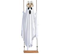 Swinging Ghost - Large Outdoor | 4.9 Ft Lighted Halloween Decor | 6.5 Ft Total Suspended Height, Built-In Battery Powered, Frightful Glowing Figure, for Porch & Tree Yard Display
