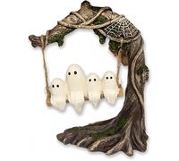 Swinging Ghost on Tree Swing,Halloween Cute Ghost Tree Swing Decor for Desktop Bookshelf Garden Patio Lawn Halloween Decor (B)