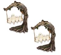 Swinging Ghost on Tree Swing,Halloween Cute Ghost Tree Swing Decor for Desktop Bookshelf Garden Patio Lawn Halloween Decor (B*2)