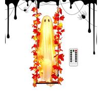 Swinging Ghost Outdoor Decor | 3.94ft Large Spooky Light Up Decoration | Sw | Swinging Ghost Outdoor Decor | 3.94ft Large Spooky Light Up Decoration | Swinging Light Up Ghost | for Outdoor, Front Porch,