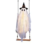 Swinging Ghost with Butterfly Hat Light-Up Large - Spooky Garden Decor