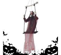 Swinging Grim Ghost Decor, Scary Halloween Decoration with Sound Effects, 55.12 inches Stylish Spooky Grim Accessories for indoor, outdoor house, Garden, Porch, and Wall