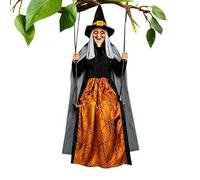 Swinging Witch - Witch On A Swing, Life Size Outdoor Props For Garden, Porc