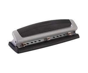 Swingline Perforatrice da tavolo, Precision Pro, 2-3 fori, capacità 10 fogli, centri regolabili, nero e argento (A7074038A)