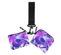 Swirl Blue Purple - Porta carte da donna con portamonete, con cerniera, rimovibile, con tasca portamonete per donna, confezione da 2