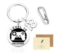 SwirlColor 18th Birthday Gifts per i ragazzi, con fibbia appesa, divertente controller di gioco in acciaio inossidabile Lettering Keyring 18th Birthday Gifts per i ragazzi nipoti Uomini Keepsake
