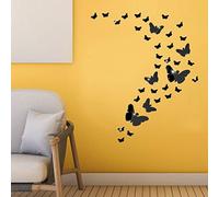 SwirlColor 36PCS Nero Farfalla Adesive da Parete Specchio Farfalle Adesivi Farfalle Muro per Soggiorno Camera da Letto