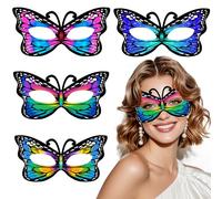 SwirlColor 4pcs farfalla maschera maschera per le donne, costume di Halloween fantasia abito maschere e occhiali per adulti Cosplay Carnevale Ball Party
