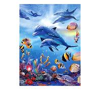 SwirlColor 5D Diamond Painting Kit, DIY Creazione mosaici Pittura a Diamante di Mare Trapano Diamante Pieno Ricamo 30x40cm per Decorazioni Pareti di Casa, con Strumenti di Punteggiatura