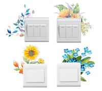 SwirlColor Adesivi Interruttori Luce, 4pz Fiori Colorati Adesivi Da Parete Impermeabile Interruttore di Luce Coperture Decor Adesivi Interruttore di Parete Adesivo per Soggiorno Camera da letto Bagno