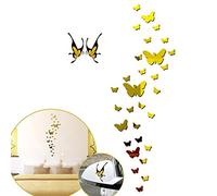 SwirlColor Adesivi Specchio Acrilico 36 Pezzi 3D da Parete Smontabile Farfalle Arte Specchio Home Art Decal Decorazione Oro