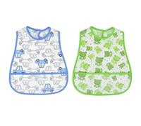 SwirlColor Bavaglini Neonato 6-36 Mesi, Bei Bavaglini Impermeabili con Tasca Anteriore Doppio Strato di Plastica Cotone Offerte per i Bambini Piccoli 2 pz