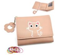 SwirlColor Borsa Delle Ragazze per I Bambini, Cute Cat Breve Piccolo Portafoglio per I Bambini in Pelle Artificiale Ragazze Portafoglio Con Nappa per le Ragazze Adolescenti Donne