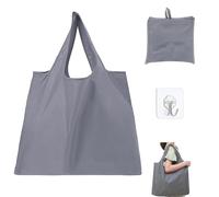 SwirlColor Borsa Spesa Pieghevole, Grande Borse Spesa Riutilizzabili Borsa Spesa Impermeabile Borsa Della Spesa Portatile con Sacchetto Attaccato per la Spesa di Generi Alimentari - Grigio