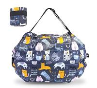 SwirlColor Borse per la spesa riutilizzabili pieghevoli, carina borsa di grande capacità del gatto con borsa a cerniera per lo shopping Travel Camping