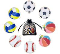 SwirlColor Braccialetto Charms, 8 PZ Calcio Pallavolo Basketball Baseball Ragazzi Mens Pendente Gioielli Charms per Collane Orecchini Portachiavi