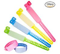 SwirlColor Braccialetto Identificativo Adulti, 100 Pezzi Braccialetti monouso per Eventi VIP PVC Braccialetto Sicurezza - (Adulto, Rosa+Giallo+Blu+Verde)