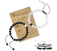 SwirlColor Bracciali Coppia Magnetici, 2 Pezzi Regolabile Pietra Bracciali Perline Bracciali Magnetici per Fidanzato Fidanzata con Yin e Yang Corda Bracciali per Lui I Suoi Regali di San Valentino