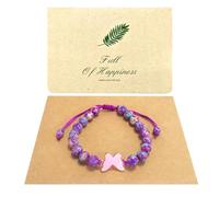 SwirlColor Bracciali per ragazze regali di compleanno, regolabile acrilico farfalla mano tessuto perline Bracciale di buona fortuna per figlia nipote sorelle migliore amico