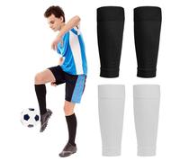 SwirlColor Calzettoni Tagliati Calcio, 2 Paia Elastico Traspirante Nero Bianco Soccer Shin Pad Calzini Taglio Gamba Calzini Manica per Calcio Basket Running