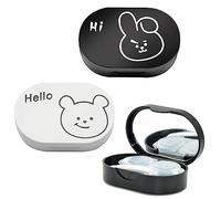 SwirlColor Caso Lente a Contatto, 2 pz Nuovo Stile Portatile Del Fumetto Coniglio Fox Print Piccola Lente A Contatto Caso di Viaggio con Specchio