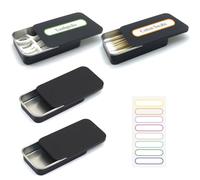 SwirlColor contenitore per tamponi di cotone, 4 pezzi portatile piccolo porta bastoncini vuoto cotonati scatola di cotone tampone con coperchio di metallo per stuzzicadenti cravatte capelli -nero