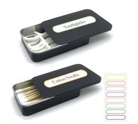 SwirlColor Cotton Swab Holder per Viaggio, 2 Pz Portatile Piccolo Cotone Bud Holder Contenitore Vuoto Scatola di Metallo con Slide Top per Cotton Ball Toothpicks Cravatte Capelli -Nero