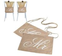 SwirlColor Decorazione del merletto della tela da archi Mr. & Mrs Iuta Chair Banner Set Chair Iscriviti Garland rustica festa di nozze