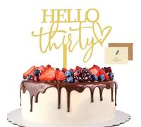 SwirlColor Decorazioni torta compleanno 30th, Hello Trenta Cake Topper Oro Acrilico Cake Topper 30th Compleanno Decorazioni con una Scheda di Congratulazioni