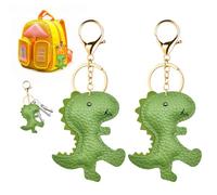 SwirlColor Dinosauro portachiavi, 2pcs cuoio artificiale divertente verde cartone animato animale portachiavi reversibili per bambini