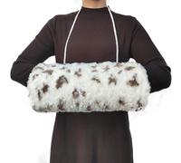 SwirlColor Faux Fur Hand Muff, Morbido Hand Muff con Strap Pocket Comodo Hand Warmer Muff per le Donne Uomini, con Gancio Trasparente - Bianco Spots